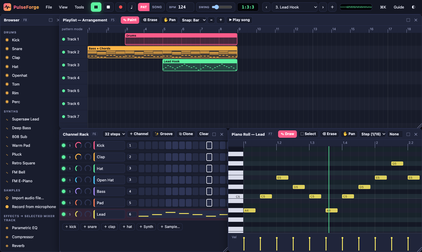 PulseForge Studio on a computer